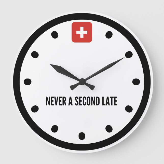 Reloj de pared diseño suizo nunca un segundo tarde (Anverso)