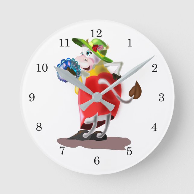 Reloj de pared divertida de vaca moderno (Anverso)