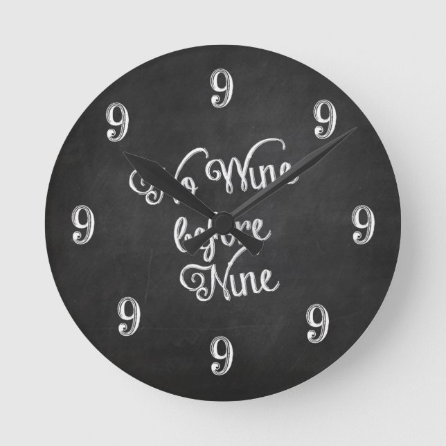 Reloj de pared divertida - sin vino antes de nueve (Anverso)