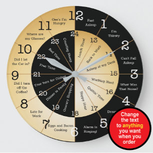 Reloj de pared divertido de hora militar 24 horas 