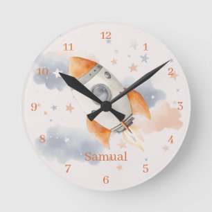 Reloj de pared divertido para niños de espacio ext