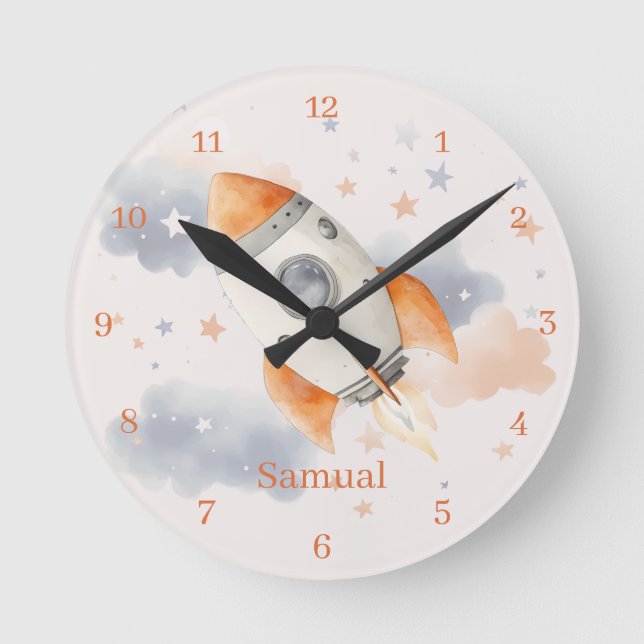 Reloj de pared divertido para niños de espacio ext (Anverso)