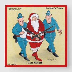 Reloj de pared divertido Policía Navidad
