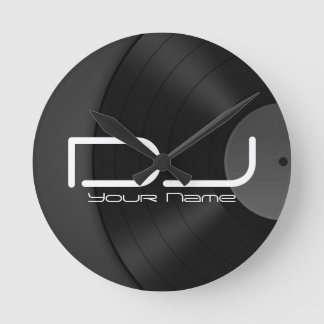 Reloj de pared Dj con fondo de vinilo