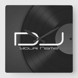 Reloj de pared Dj con fondo de vinilo