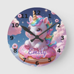 Reloj de pared Donut Unicorn - Nombre editable