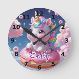 Reloj de pared Donut Unicorn - Nombre editable