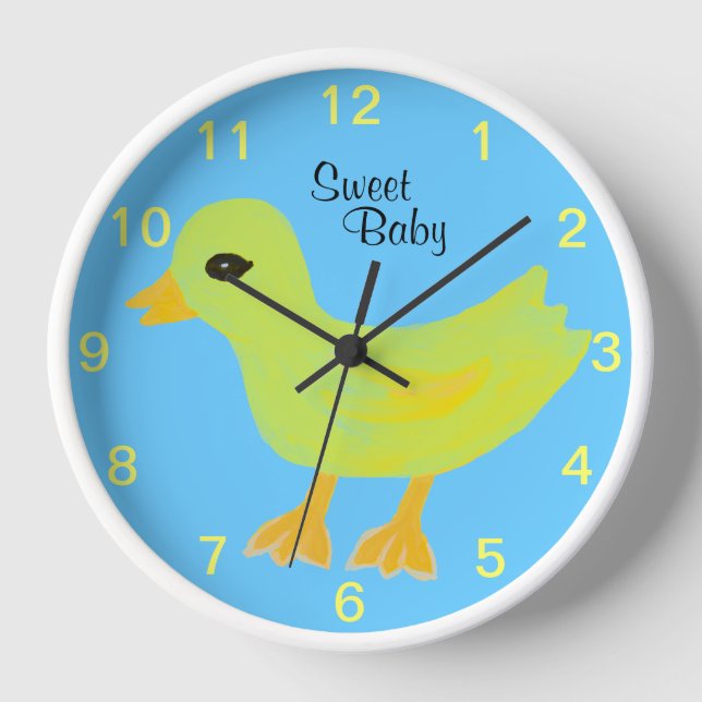 Reloj de pared Ducky de goma de los niños del (Anverso)