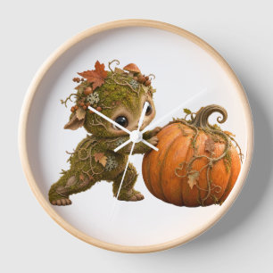 Reloj de pared duende del bosque de musgo