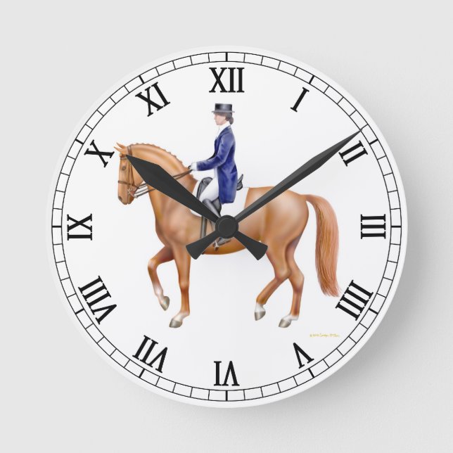 Reloj de pared ecuestre de caballos de Dressage (Anverso)