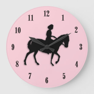 Reloj de pared ecuestre rosado