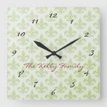 Reloj de pared editable con patrón de Flor de Lis
