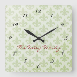 Reloj de pared editable con patrón de Flor de Lis