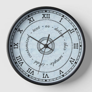 Reloj De Pared Efecto antiguo de mármol azul de luz numérica roma