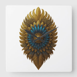 Reloj de pared egipcio negro y dorado Pluma Real