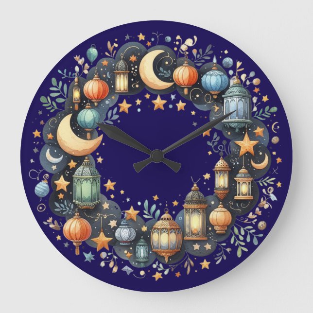 Reloj de pared - Eid Mubarak Corona Reloj de Pared (Anverso)