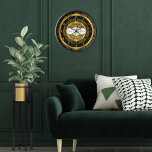 Reloj De Pared Elegante 55° Aniversario del Boda Negro y Oro<br><div class="desc">Una vida de compromiso merece la calidad de un regalo personalizado. Que la pareja más importante sepa lo mucho que te inspiran con nuestro diseño original de 55 años en color negro y oro. Personaliza con nombres, fecha de boda y fecha de aniversario. Diseño original creado por Holiday Hearts Designs....</div>