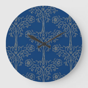Reloj de pared elegante, azul oscuro, patrón de ef