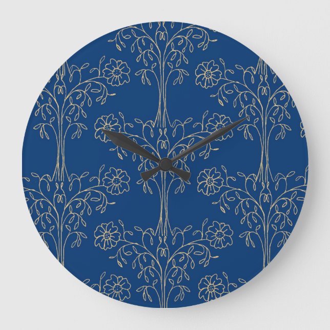 Reloj de pared elegante, azul oscuro, patrón de ef (Anverso)