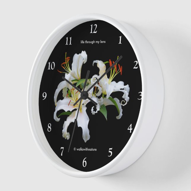 Reloj De Pared Elegante Casablanca White Oriental Lilies (Ángulo)
