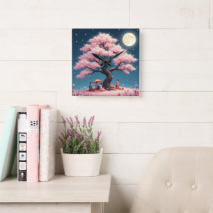 Reloj de pared elegante de flor de cerezo Hanami