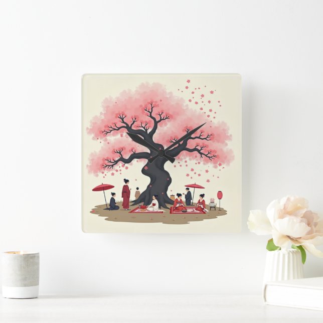 Reloj de pared elegante de flor de cerezo Hanami (Hogar)