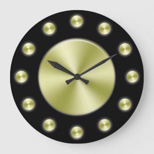 Reloj de pared elegante del oro negro