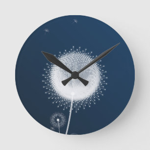 Reloj de pared elegante diente de león azul