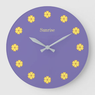 Reloj de pared elegante lavanda azul y flores