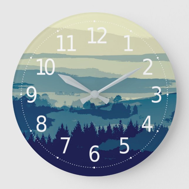 Reloj de pared elegante simple del paisaje el | de (Anverso)