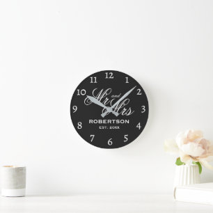 Reloj de pared elegante Sr y Sra para recién casad