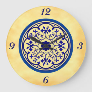 Reloj de pared Elemento Azul Gótico sobre Pergamin