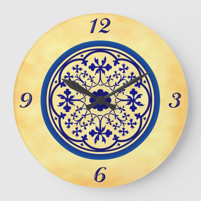 Reloj de pared Elemento Azul Gótico sobre Pergamin (Anverso)
