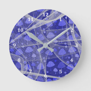Reloj de pared en azul con hongos y aspecto de vel