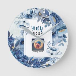 RELOJ DE PARED EN AZUL Y BLANCO