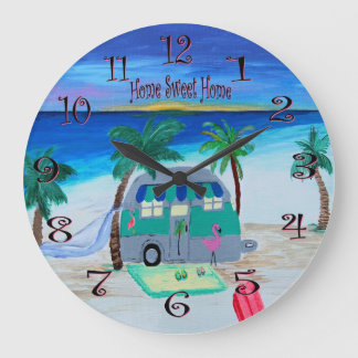 reloj de pared en casa en la playa