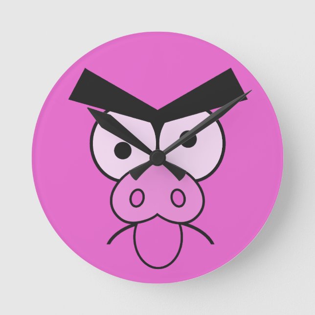 Reloj de pared enojado del cerdo (Anverso)