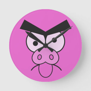 Reloj de pared enojado del cerdo