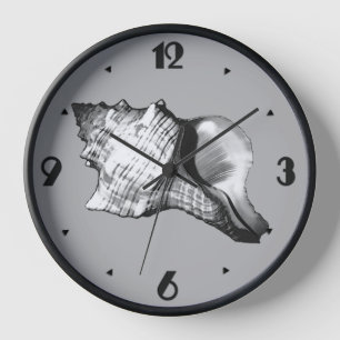 Reloj De Pared Esbozo de concha - tonos grises y blancos