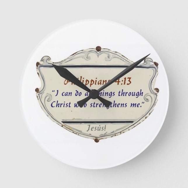 Reloj de pared escudo Filipenses 4:13 (Anverso)