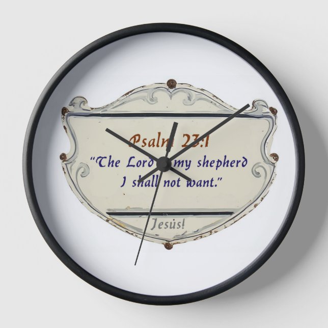 Reloj de pared Escudo Salmo 23:1 de la Biblia (Anverso)