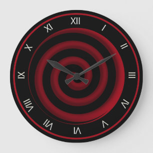 Reloj de pared espiral negro y rojo fresco