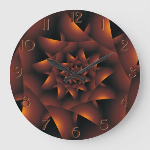 Reloj de pared espiral oscuro anaranjado quemado