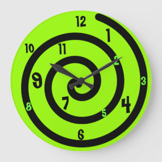 Reloj de pared espiral verde negro y neón