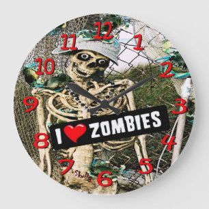 Reloj de pared esquelético de los zombis del amor