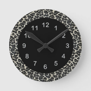 Reloj de Pared Estampado de Leopardo Negro Animal