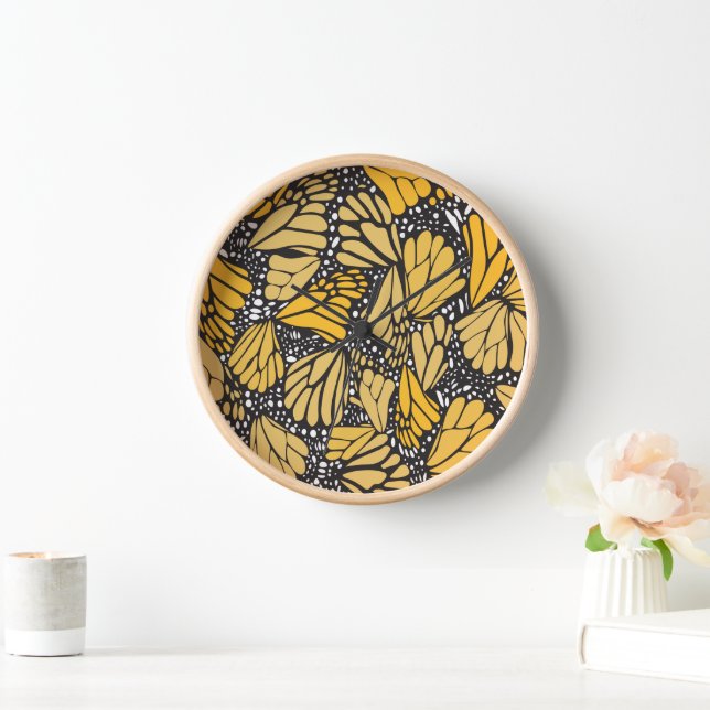 Reloj de pared estampado mariposa monarca (Hogar)