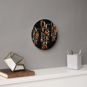 Reloj de pared estético de calabaza de otoño de oc