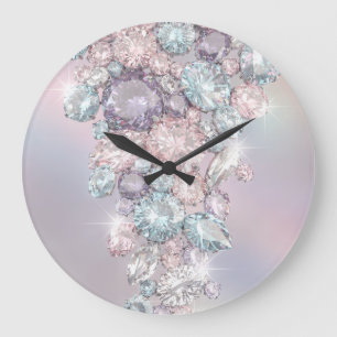 Reloj de pared estético de piedra preciosa pastel