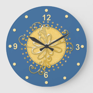 Reloj de pared estilizado azul y amarillo